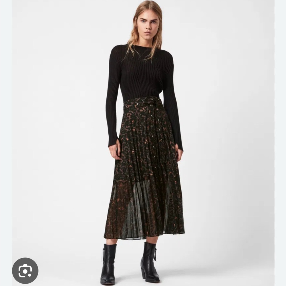 AllSaints Harper Torto Pleated Maxi Skirt